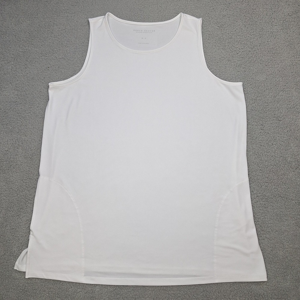 Susan Graver Top Womens XL‎ White Sleeveless Tank Layering
